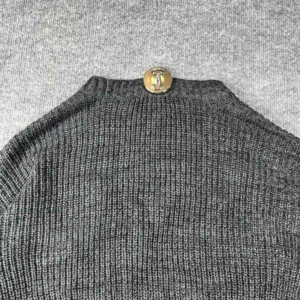 A.N.A Sweater Womens Medium Black Cotton Crew Neck Tight Knit Ribbed Warm Winter